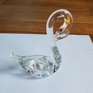 Clear glass swan sculpture‎ figurine paperweight decor